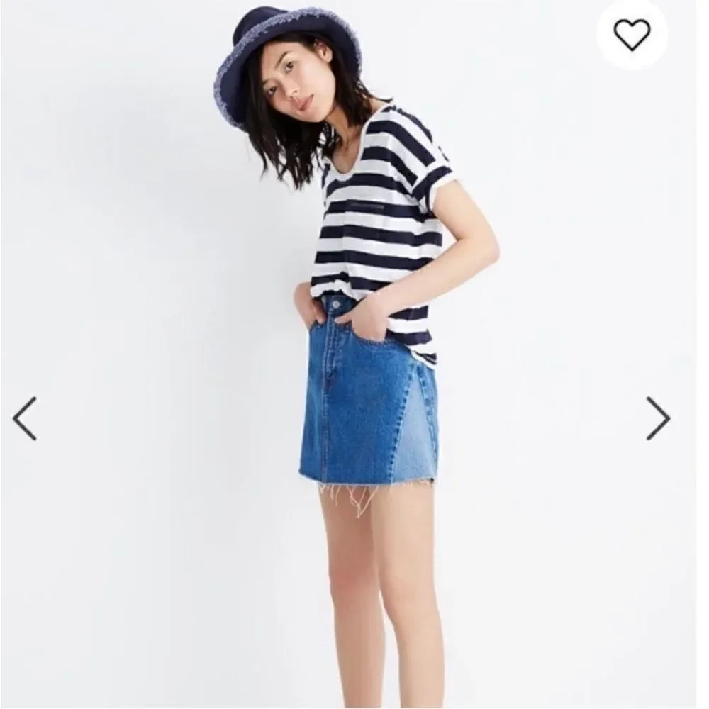 Madewell Rigid Denim A-Line Mini Skirt Pieced Edition